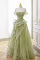 Homecoming Dresses Tight Short, Green Tulle Lace Long Prom Dress with Corset, Green Formal Party Dress